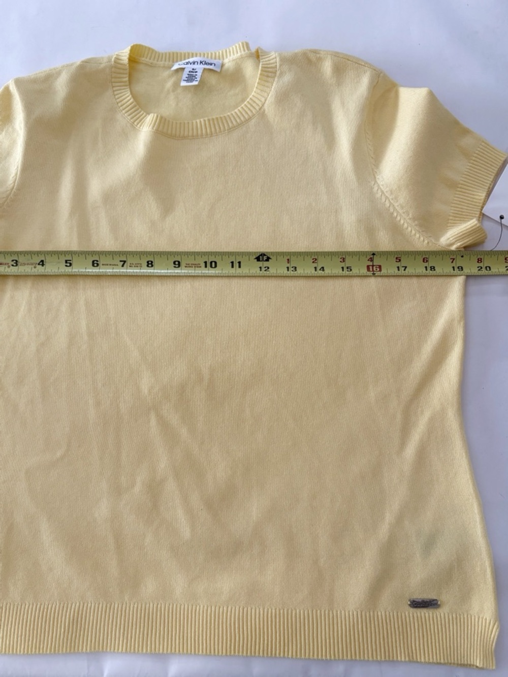 Calvin Klein Pale Yellow Short Sleeve Knit Tee - Picture 9 of 10